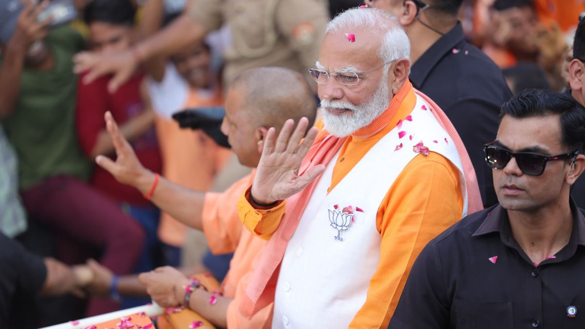 PM Modi Holds Grand Roadshow In Varanasi A Day Ahead Of Filing Third Nomination | Watch